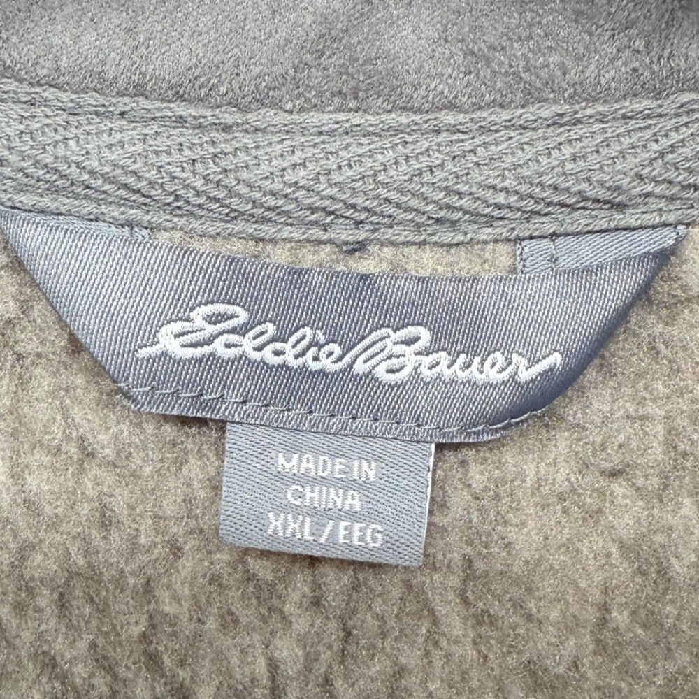 NWT Eddie Bauer Quarter Zip Mens XXL Pullover Fleece Sweater Gray - Picture 2 of 14